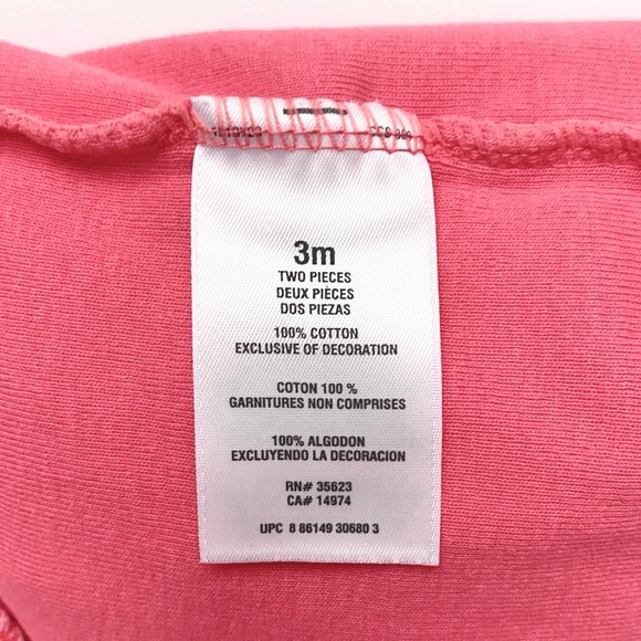 Carter’s Baby Girl 3M Short Sleeve Coral Bodysuit Dress - Picture 7 of 8